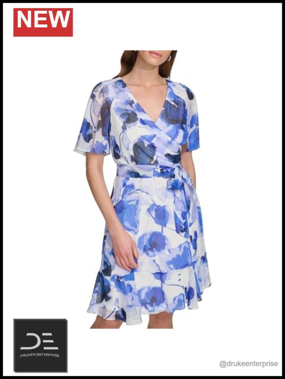 Pleated Faux Wrap Dress